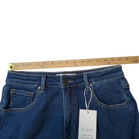 Risen Jeans Wide Leg High Rise Denim Pants 11/30 30x33 Raw Hem NWT - Picture 7 of 12